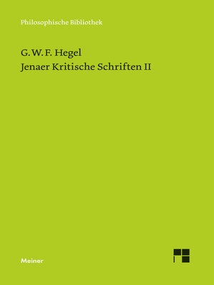 cover image of Jenaer Kritische Schriften II